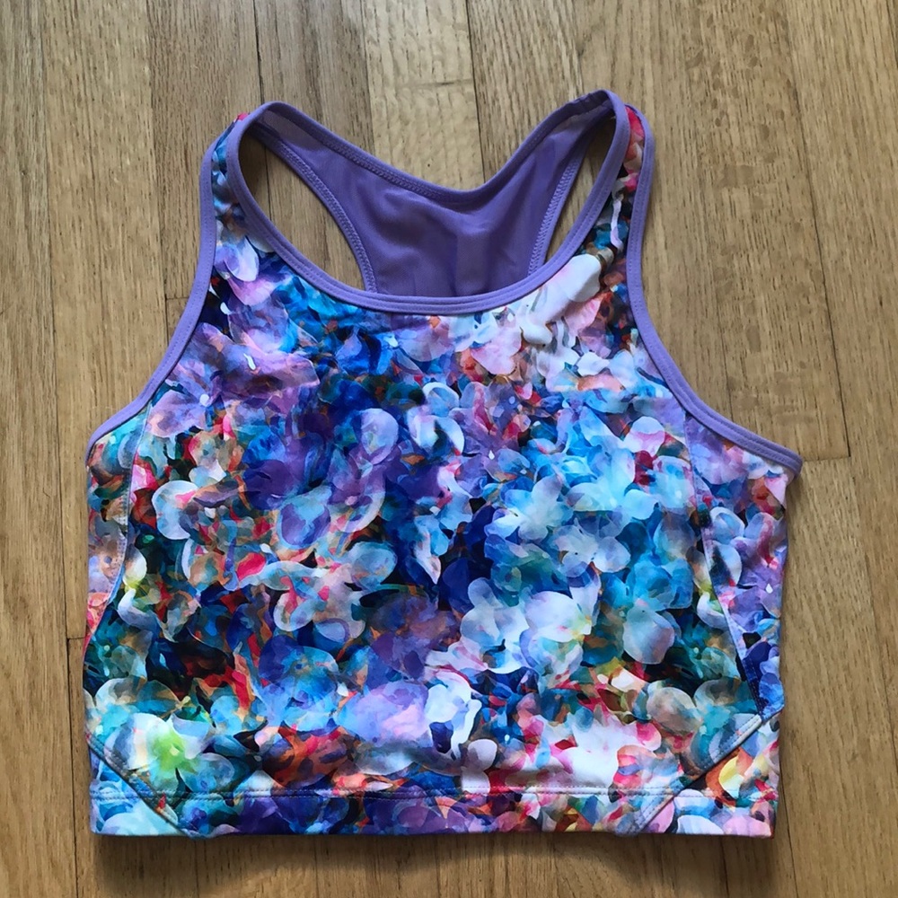 Meshed Up Crop Sports Bra in Floral Refresh size M